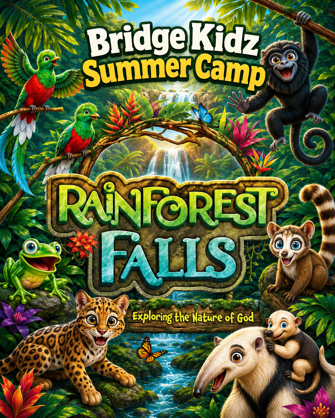 Rainforest Falls Bridge Kidz Summer Camp graphic