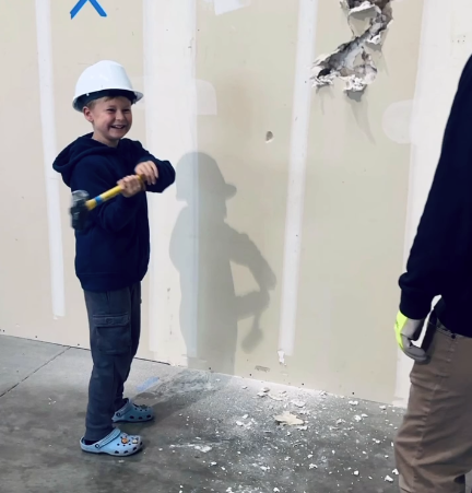 Church volunteers working together on the expansion at The Bridge.